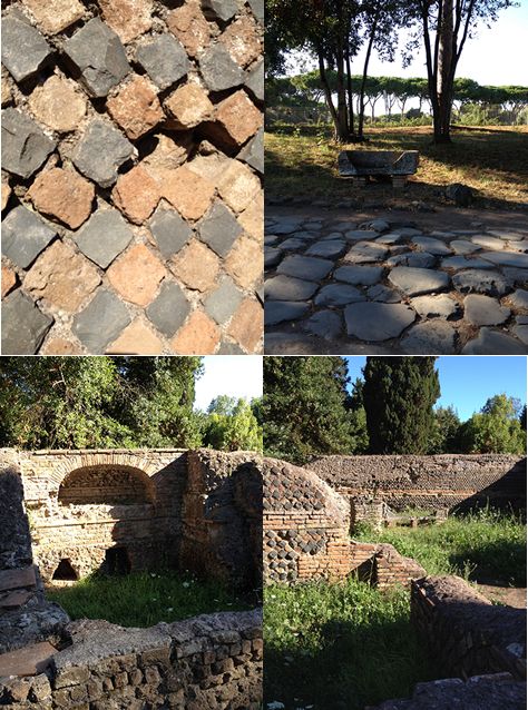 The mosaic floors of the Piazzale delle Corporazioni at Ostia Antica, depicting merchants from across the Roman world