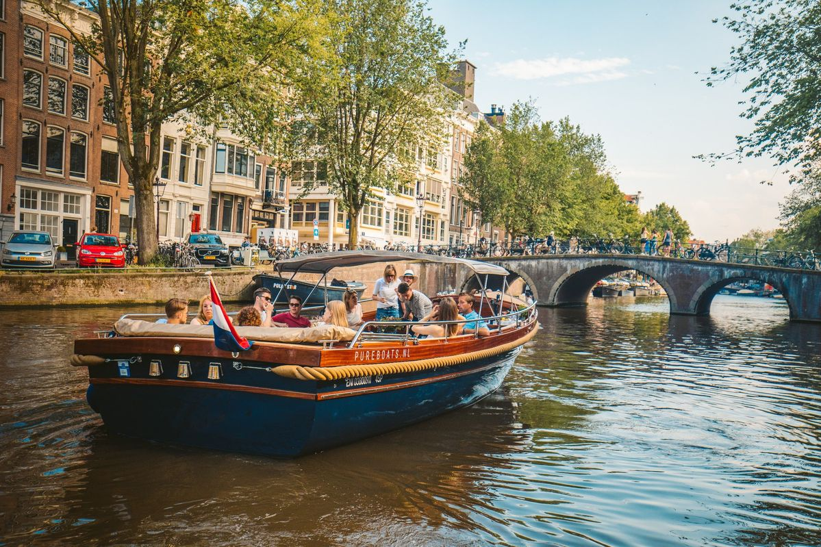 Amsterdam canal belt: the iconic narrow canal houses and arched bridges of the UNESCO World Heritage Site Grachtengordel