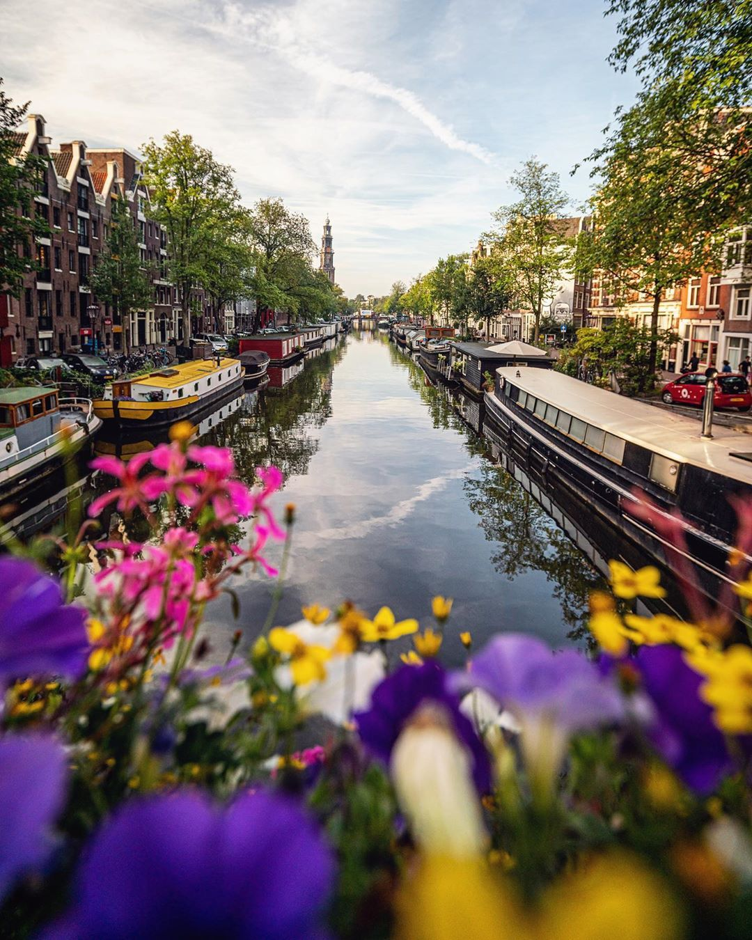 The Prinsengracht canal in the Jordaan neighbourhood of Amsterdam, where the Anne Frank House is located