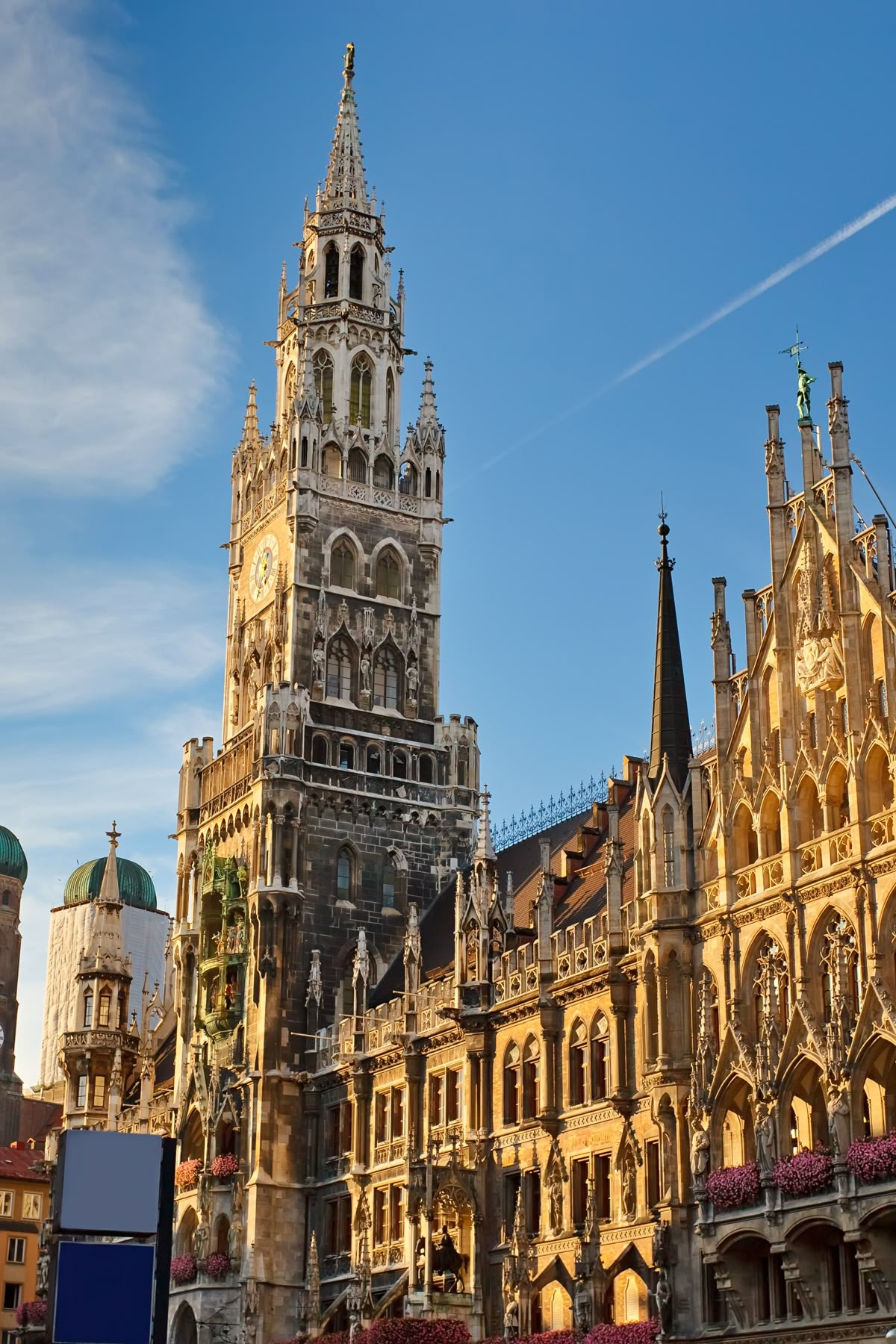 The magnificent Marienplatz in Munich with the Neues Rathaus and its famous Glockenspiel at the heart of the Bavarian capital