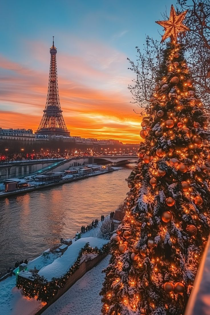 Paris at Christmas: the illuminated Champs-Elysees and the magical winter atmosphere of the French capital during the Advent season