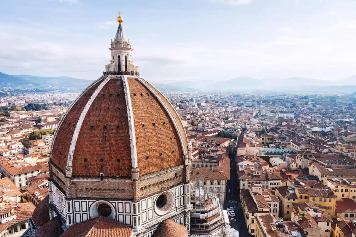 The lantern of Brunelleschi\'s dome in Florence, where the bronze gnomon hole is located at the base