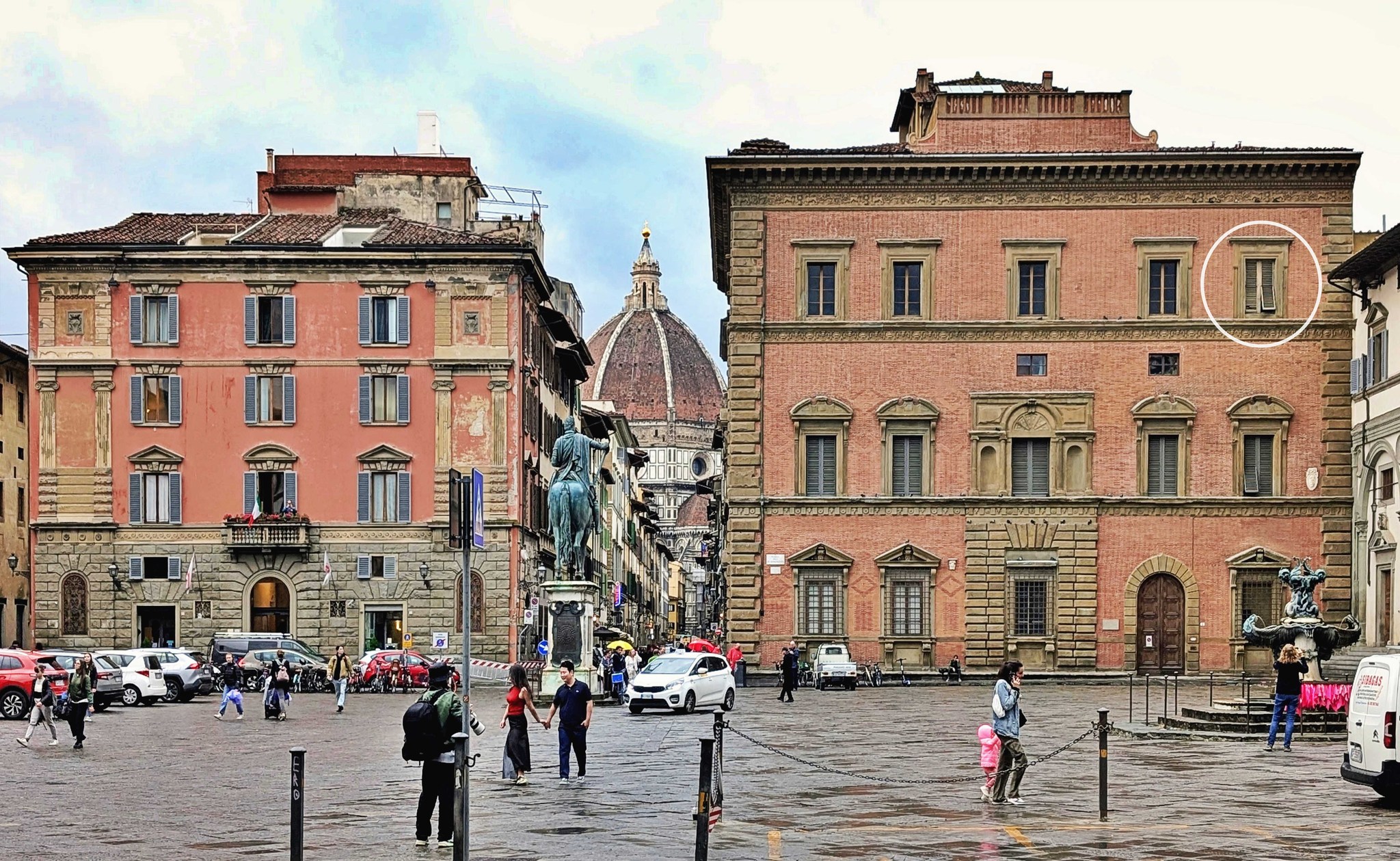 Palazzo Budini Gattai in Piazza della Santissima Annunziata, Florence, with the famous always open window on the second floor