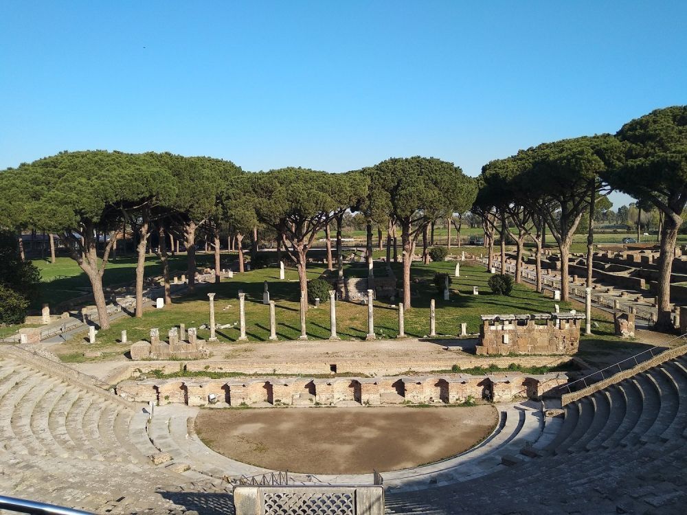 The ancient theatre of Ostia Antica, the magnificent Roman harbour city at the mouth of the Tiber