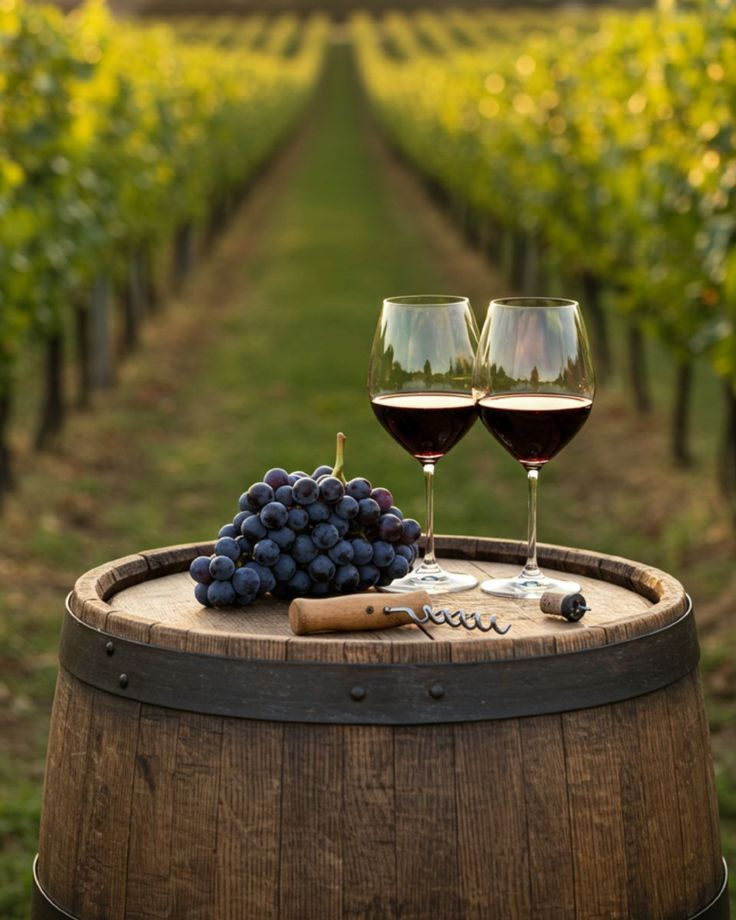 The Route des Grands Crus winding through the gold and russet vineyards of the Cote de Nuits in Burgundy in autumn