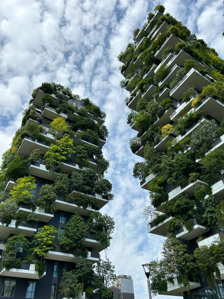 The Bosco Verticale (Vertical Forest) towers in Milan's Porta Nuova district, with their extraordinary planting of 20,000 trees, shrubs and plants cascading from the balconies