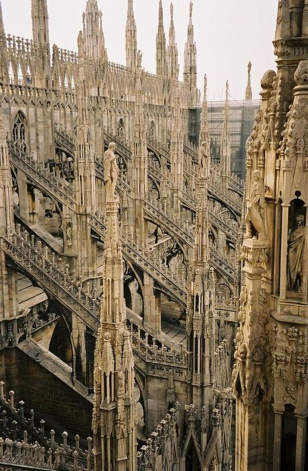The magnificent Gothic facade of the Milan Duomo, the Cathedral of Santa Maria Nascente, at the heart of one of the world's great fashion and design capitals