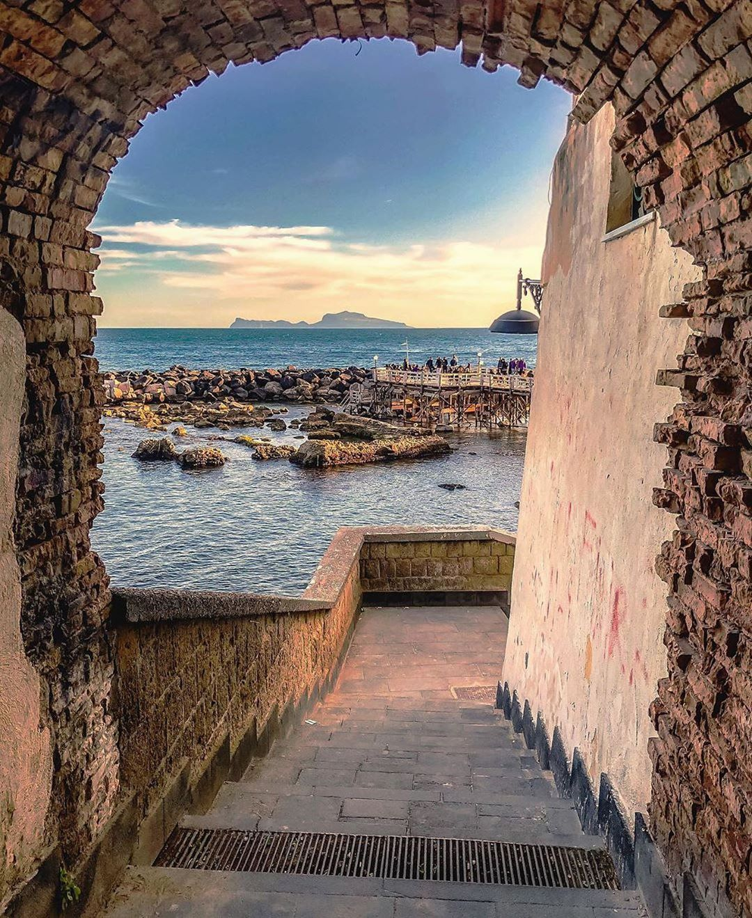 The Mergellina harbour in Naples, the point from which boat excursions along the Posillipo coast depart, offering the finest sea-level view of the Palazzo Donna Anna