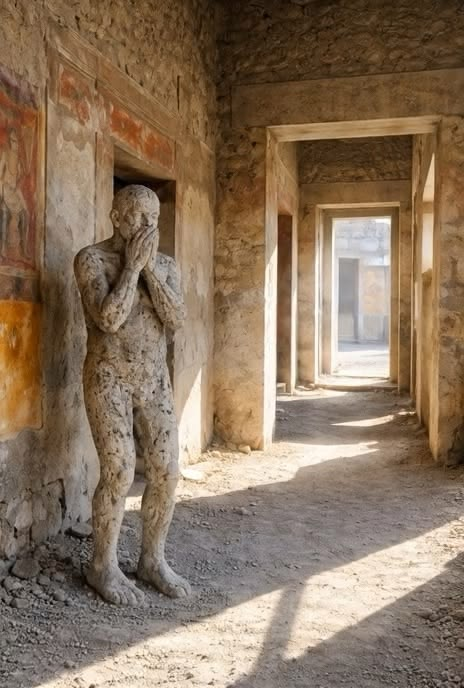 The ancient Forum of Pompeii with Mount Vesuvius looming in the distance, the volcano that destroyed and preserved the city in 79 AD.