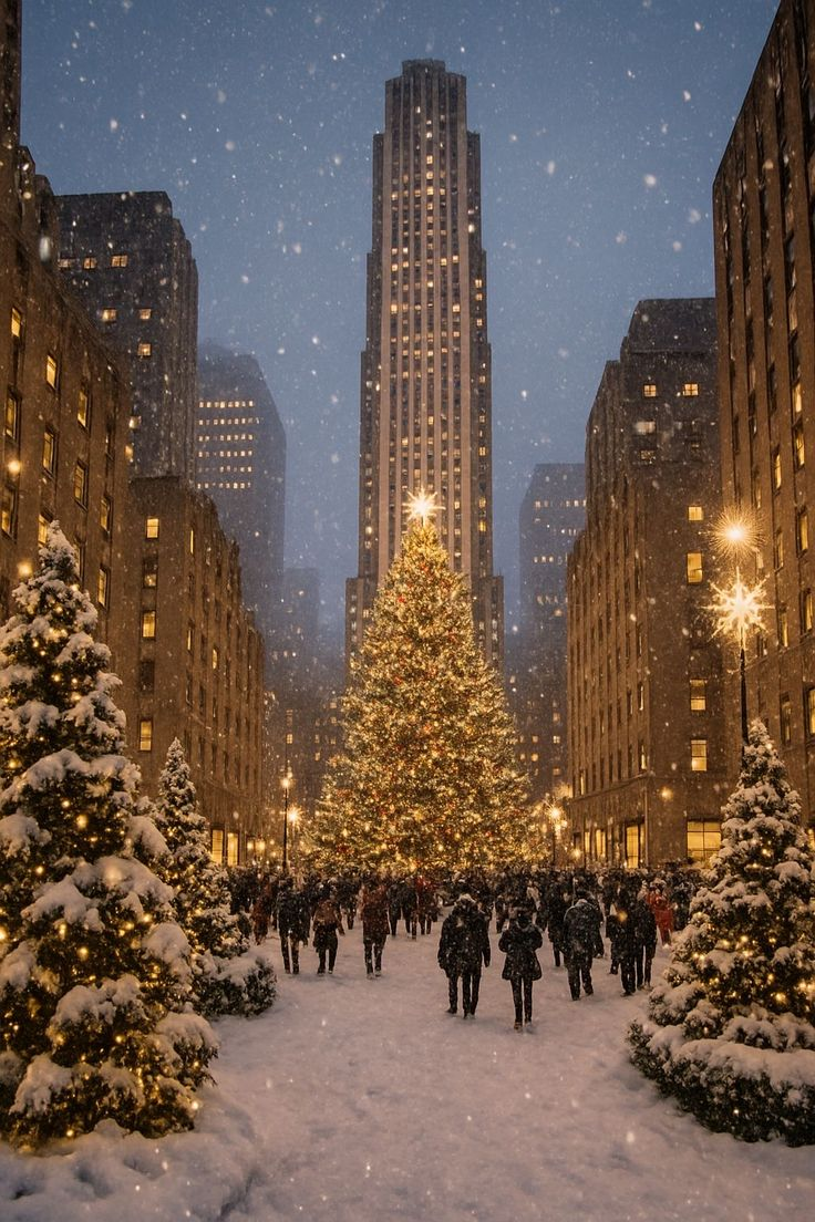 New York City at Christmas: the Rockefeller Center Christmas tree, the festive windows of Fifth Avenue and the extraordinary spectacle of the world's greatest holiday shopping destination in full seasonal splendour