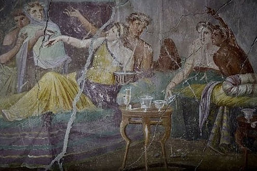 The Insula dei Casti Amanti at Pompeii, named for the famous fresco of the modest lovers, where children's charcoal drawings were discovered in 2024