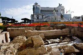 The archaeological excavations beneath Piazza Venezia, revealing the Auditoria of Hadrian and the Via Flaminia