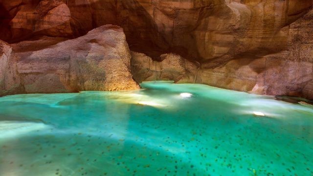 An underground lake of extraordinary clarity in the subterranean chambers beneath the area of the Temple of Claudius on the Caelian Hill in Rome