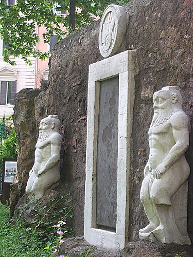 The Porta Magica in Rome, the only surviving portal of Villa Palombara, covered in alchemical symbols