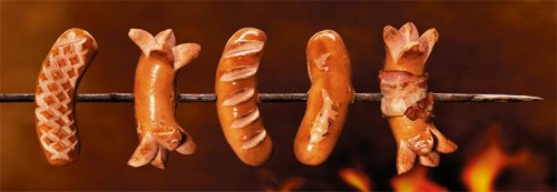 Cervelat: the Swiss national sausage, a smoked mixture of beef, pork and bacon, grilled or served cold