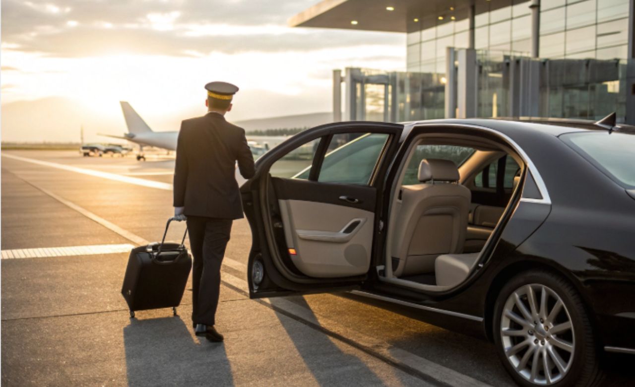 Private airport transfer: a driver waiting at arrivals with a name sign after a long flight