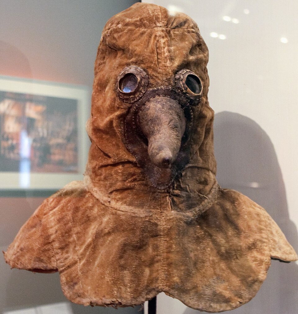 The iconic Plague Doctor mask of Venice, originally a piece of genuine medical equipment from the 17th century