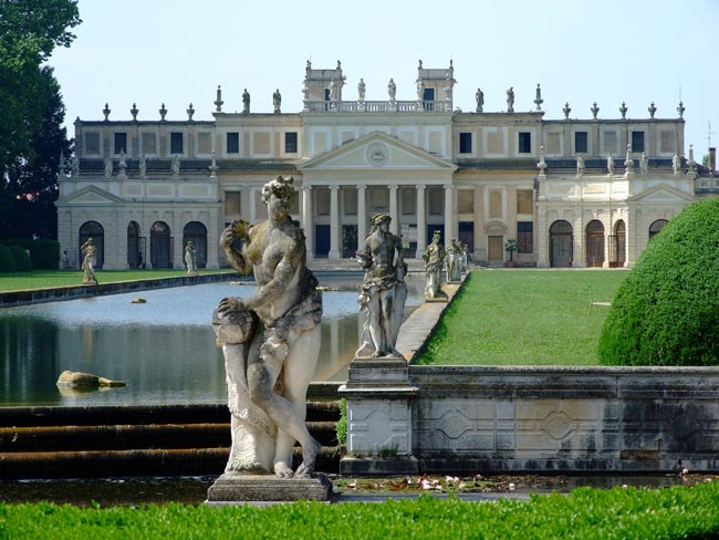 The grand facade of Villa Pisani in Stra, one of the most magnificent villas on the Brenta Riviera