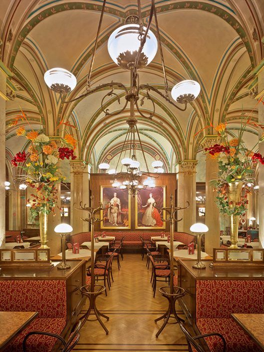 The interior of Café Central in the Palais Ferstel in Vienna, one of the great coffee houses of European intellectual history