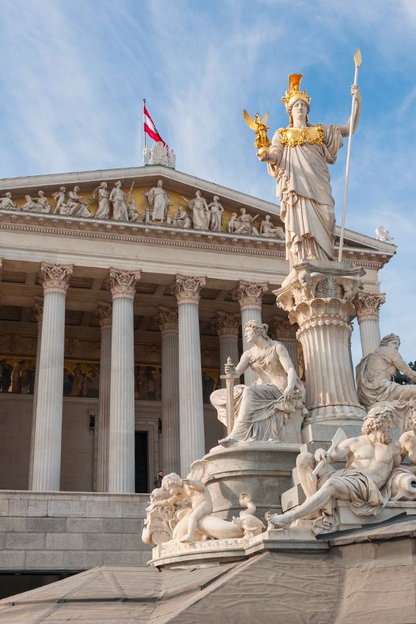 The Ringstrasse in Vienna with the Vienna State Opera and Parliament, the great nineteenth-century boulevard of imperial public buildings